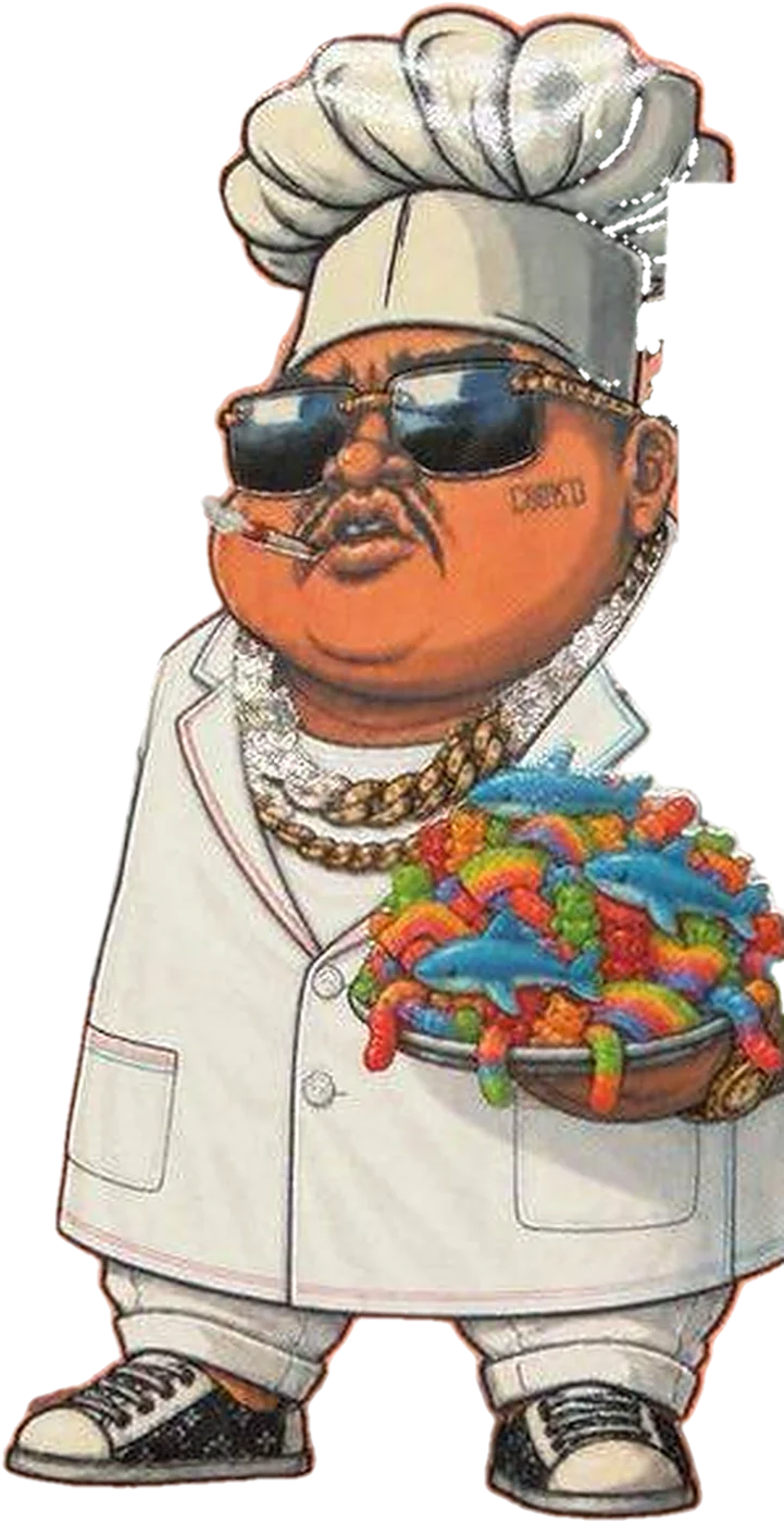 The Cook'd chef with a plate of candy